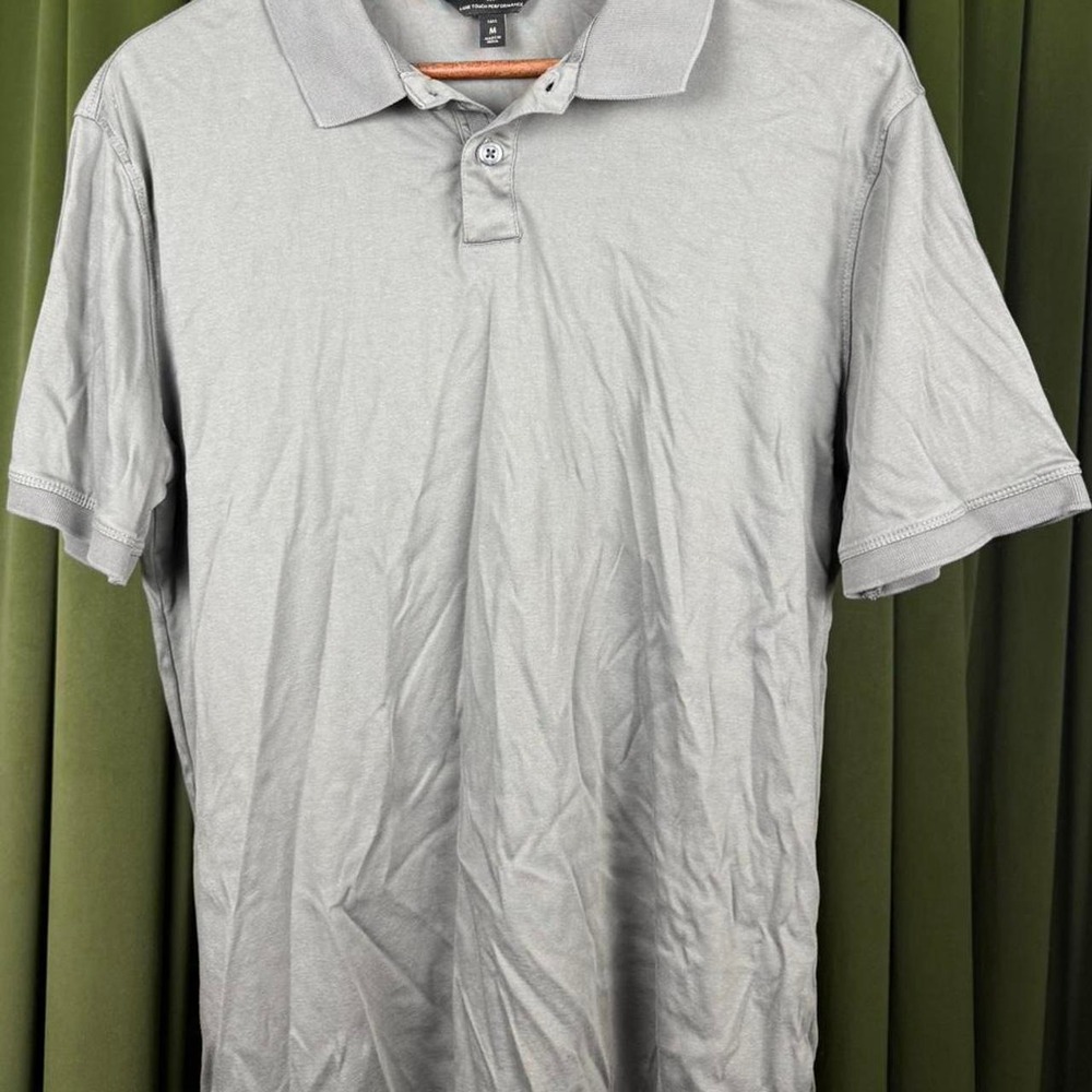 Banana Republic Luxe Touch Performance Polo Shirt Mens Medium Tall Grey Cotton
